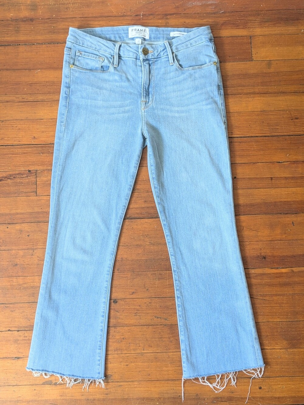 FRAME Denim Le Crop Mini Boot Frayed Raw Hem Jeans Brooklyn Wash 27